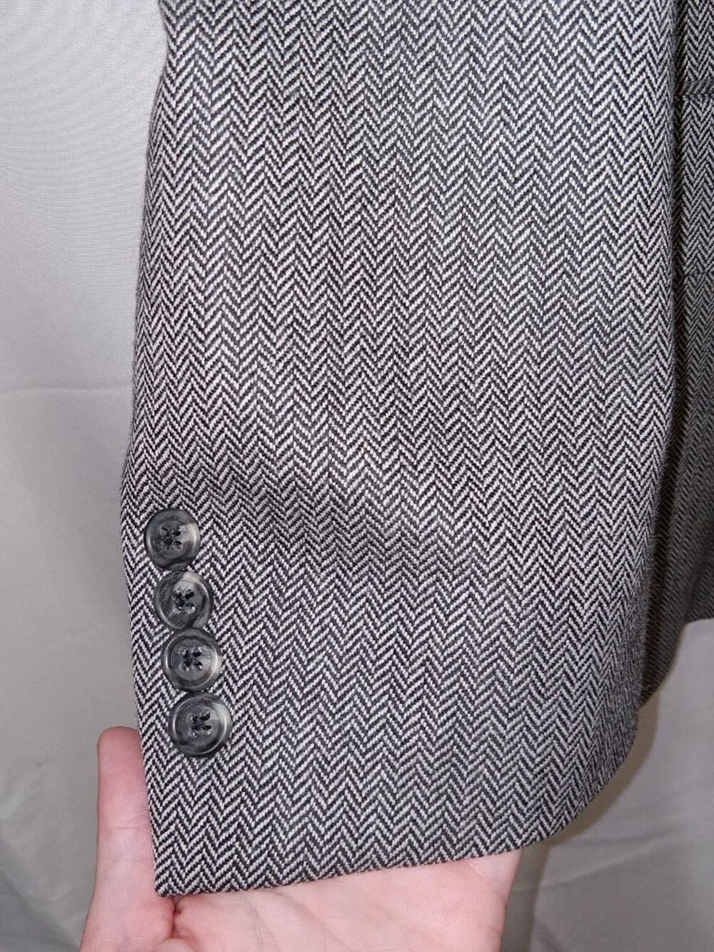 Hart Schaffner Marx Blazer 42S Gray Herringbone Wool USA Union Made Vintage
